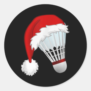 Badminton Santa Hut Sport Weihnachten Runder Aufkleber
