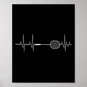 Badminton-Schläger Herzschlag Lustiges Spieler-Ges Poster
