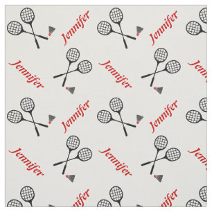 Badminton Schläger und Ihr Name personalisiert Stoff