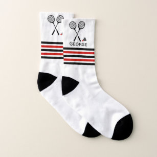 Badminton-Schläger und Shuttlecck-Streifen, schwar Socken