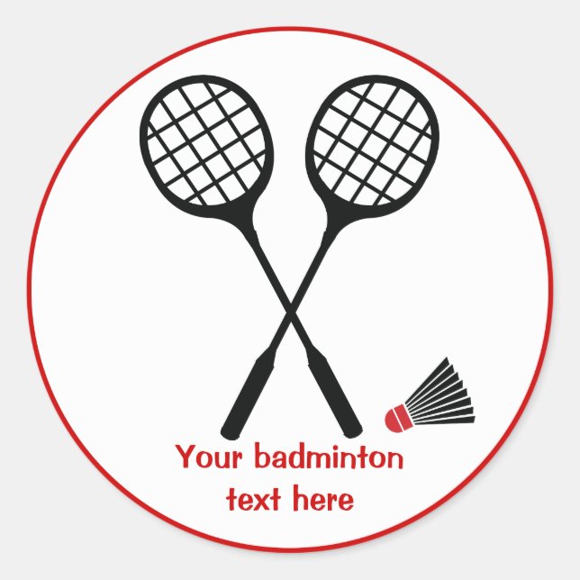 Badminton-Schläger und Shuttleccock-Zoll Runder Aufkleber (Vorderseite)