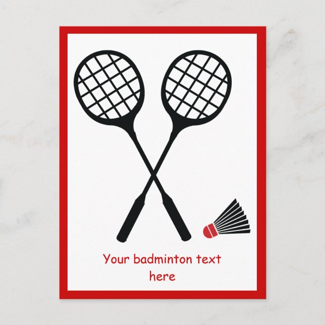 Badminton-Schläger und Shuttlecke vertikal Postkarte (Vorderseite)