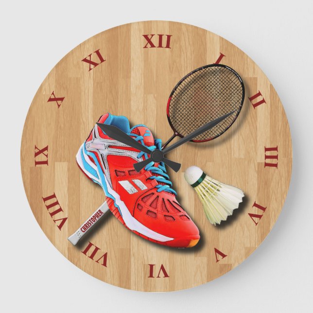 Badminton-Schuh-Schläger Shuttlecock mit Ihrem Große Wanduhr (Vorderseite)