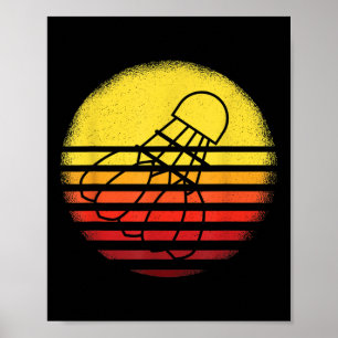 Badminton-Shirt Vintage-Sonnenuntergang Retro-Badm Poster