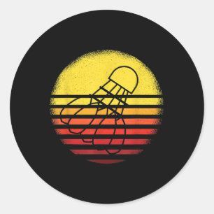Badminton-Shirt Vintage-Sonnenuntergang Retro-Badm Runder Aufkleber