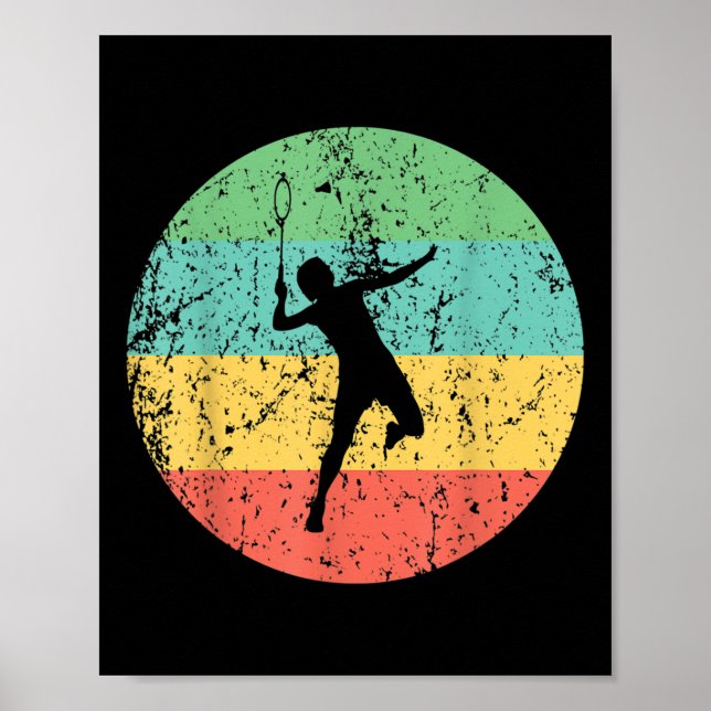 Badminton Shirt - Vintager Retro Badminton Player Poster (Vorne)