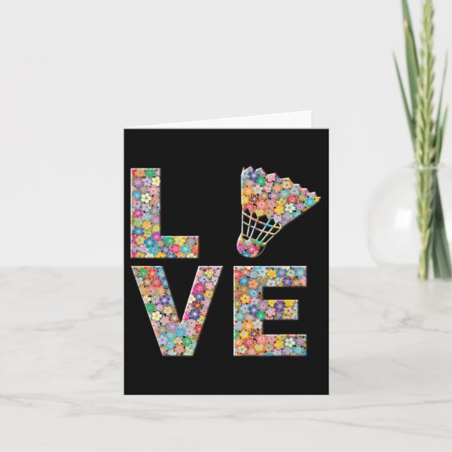 Badminton Shuttle Ball Liebe Blume Karte (Vorderseite)