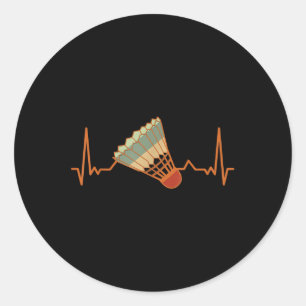 Badminton Shuttle Court Game Sport Heartbeat Badmi Runder Aufkleber