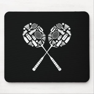 Badminton Shuttle Racket Equipment Icon Silhouette Mousepad