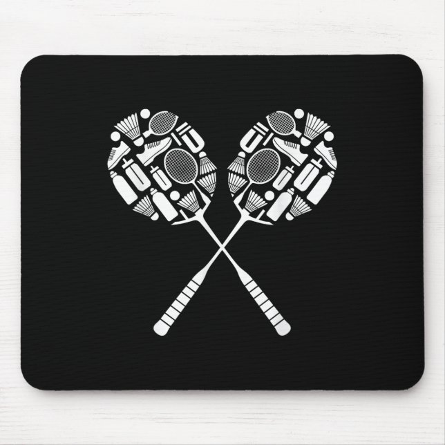 Badminton Shuttle Racket Equipment Icon Silhouette Mousepad (Vorne)