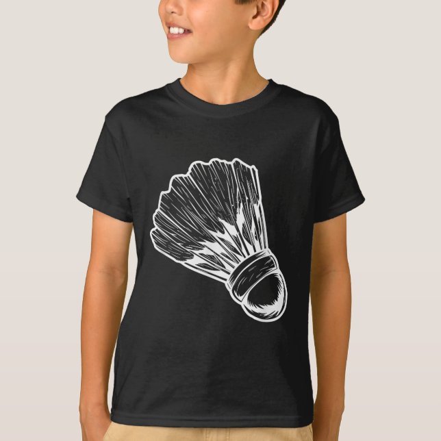 Badminton Shuttle Sketch Badmintonist T-Shirt (Vorderseite)