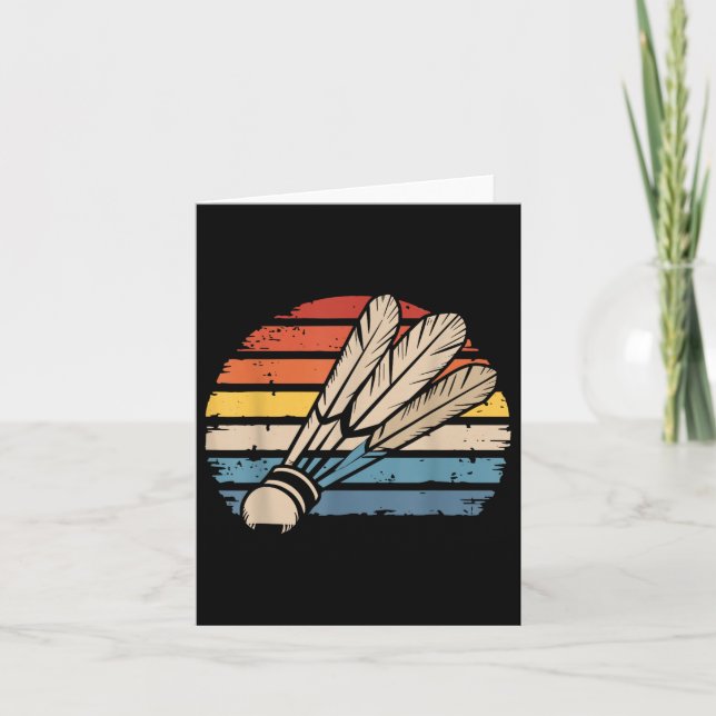 Badminton Shuttle Sunset Distressed Funny Shuttle Karte (Vorderseite)