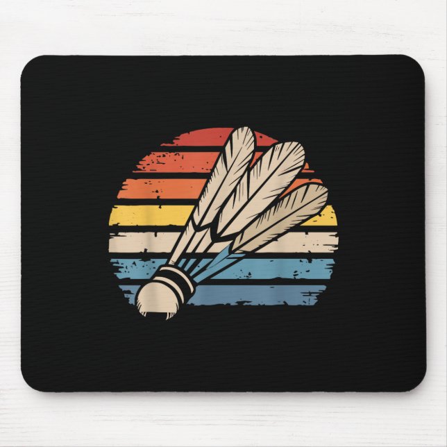Badminton Shuttle Sunset Distressed Funny Shuttle Mousepad (Vorne)