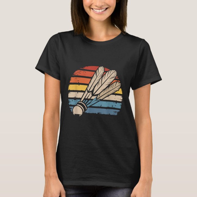 Badminton Shuttle Sunset Distressed Funny Shuttle T-Shirt (Vorderseite)