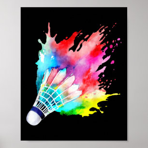 Badminton Shuttle Watercolor Player Geschenk künst Poster