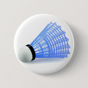 Badminton Shuttlecock Birdie Blue Sports Button