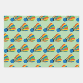 Badminton Shuttlecock Design Wrapping Paper Geschenkpapier Set