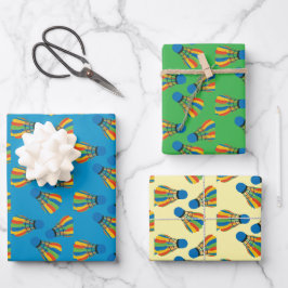 Badminton Shuttlecock Design Wrapping Paper Geschenkpapier Set