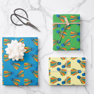 Badminton Shuttlecock Design Wrapping Paper Geschenkpapier Set