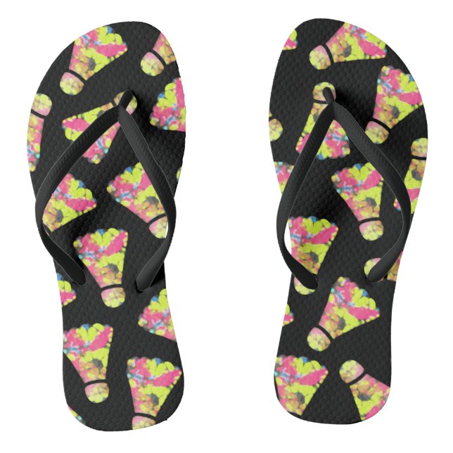 Badminton Shuttlecock Kunst Geschenk für Farben Flip Flops (Fußbett)