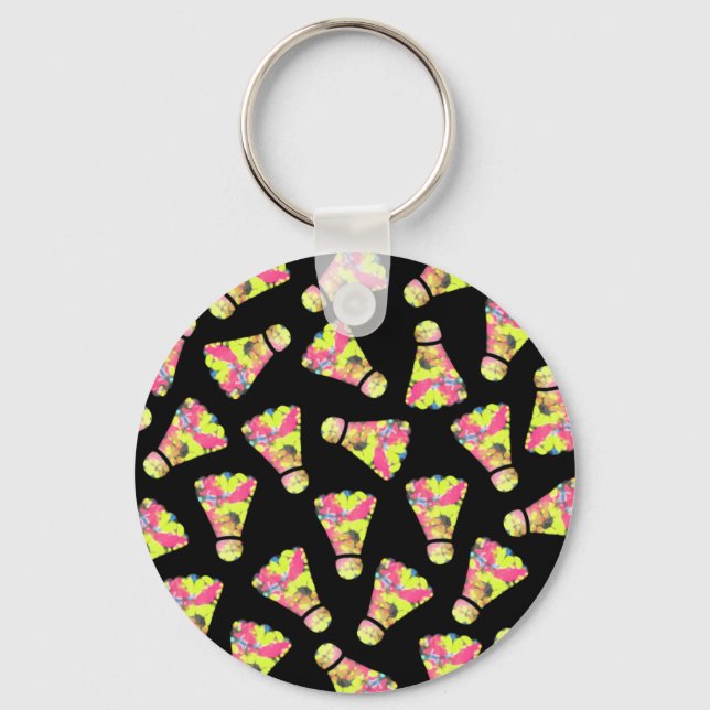 Badminton Shuttlecock Kunst Geschenk für Farben Schlüsselanhänger (Vorderseite)