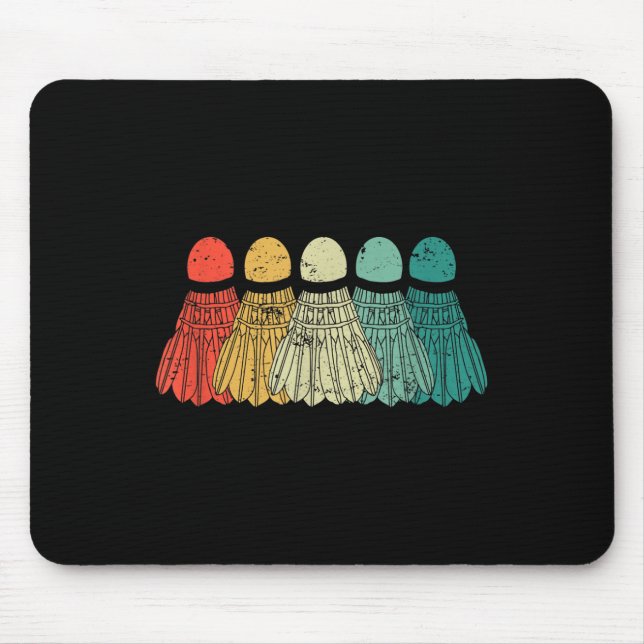 Badminton Shuttles Spiel Match Racket Ball Retro V Mousepad (Vorne)