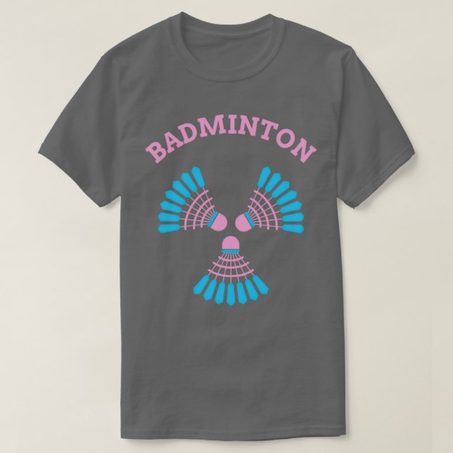 Badminton-Shuttleservice hübsch in Rosa und Blau T-Shirt (Design vorne)