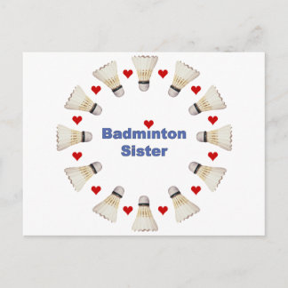 Badminton Sister Hearts Postkarte