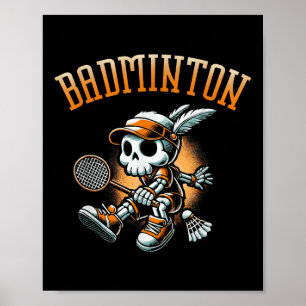 Badminton Skelett mit Racket und Shuttle Poster
