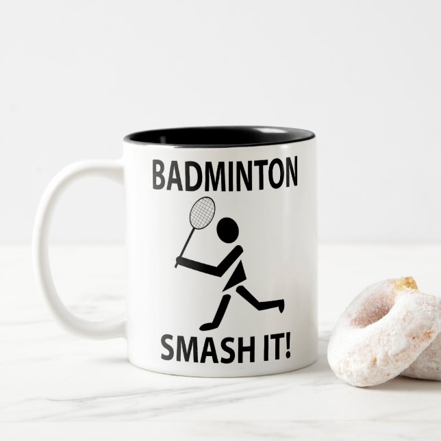 Badminton Smash It Coach Team Player Badminton Zweifarbige Tasse (Mit Donut)