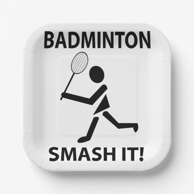 Badminton Smash It Sports Player Badminton Party Pappteller (Vorderseite)