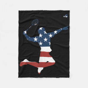 Badminton-Spieler Amerikanische Flagge Bekleidung  Fleecedecke