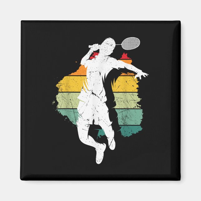 Badminton-Spieler Retro Badminton-Team Shuttle Spi Magnet (Vorne)