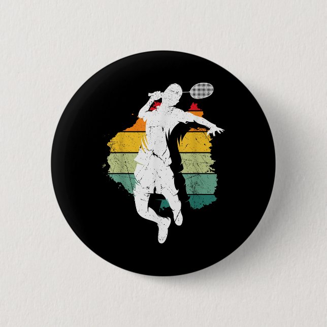Badminton-Spieler Retro-Badminton-Team Shuttlecock Button (Vorderseite)
