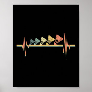 Badminton-Spieler Retro-Herzschlag - Badminton-Spo Poster