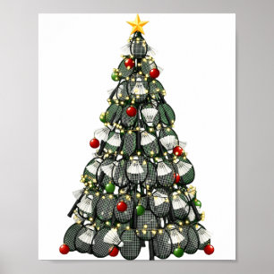 Badminton-Spieler Weihnachtsbaum Lichter Xmas Jung Poster