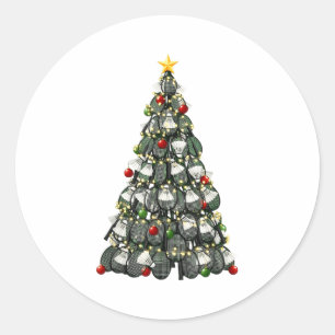 Badminton-Spieler Weihnachtsbaum Lichter Xmas Jung Runder Aufkleber