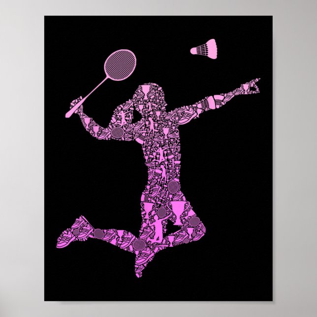 Badminton-Spielerin Shuttle Mädchen Frauen  Poster (Vorne)