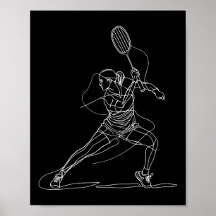 Badminton-Spielerin Zeichne Shuttle-Spiel für G Poster