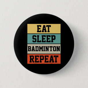 Badminton Sport Player Retro Funny Gift Button