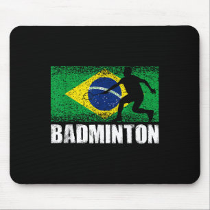 Badminton Sport, Retro Brasilien Flag, Brasilien, Mousepad