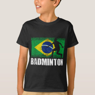 Badminton Sport, Retro Brasilien-Flagge, Brasilian T-Shirt