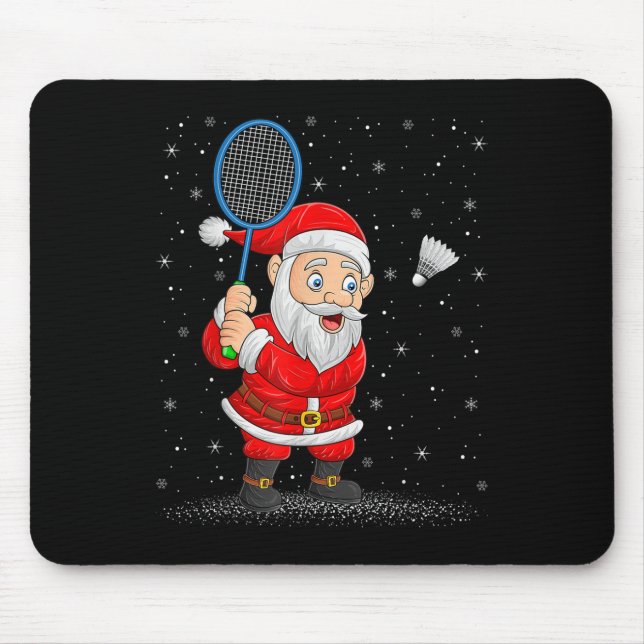 Badminton Sports Santa Claus Playing Badminton Chr Mousepad (Vorne)