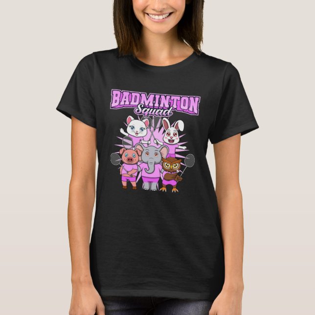 Badminton Squad Cute Animals Shuttlecock T-Shirt (Vorderseite)