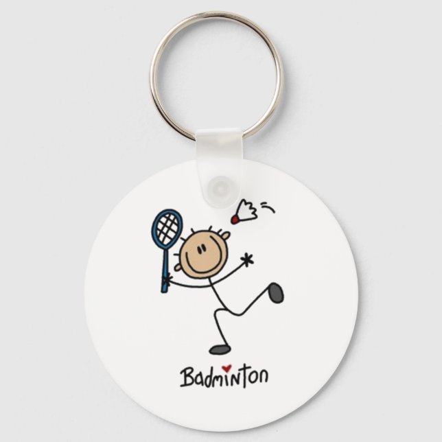 Badminton-Strichmännchen Schlüsselanhänger (Vorderseite)