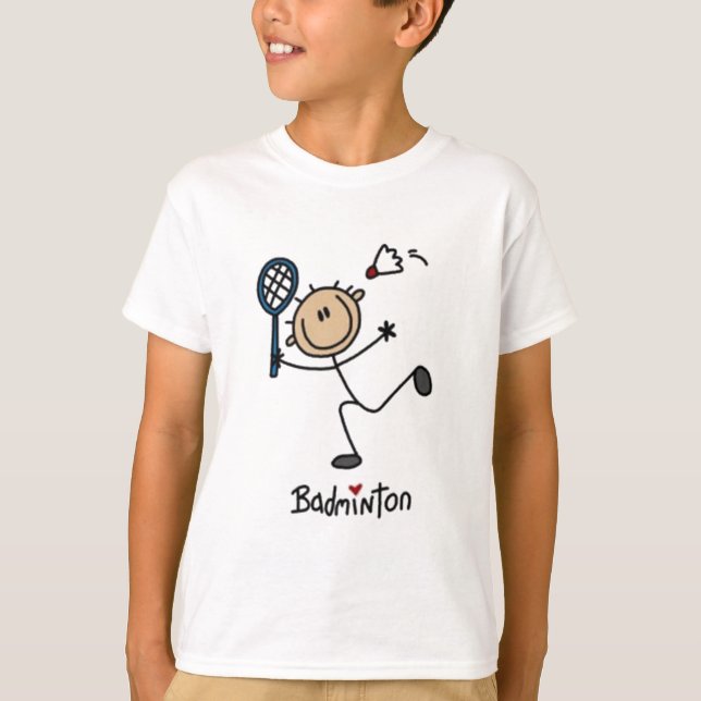 Badminton-Strichmännchen T-Shirt (Vorderseite)