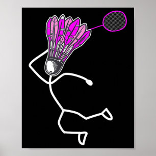 Badminton Stylisch Coole Stickfigur Mädchen Poster