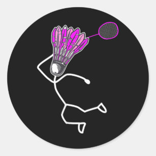 Badminton Stylish Cool Strichmännchen Girl Runder Aufkleber