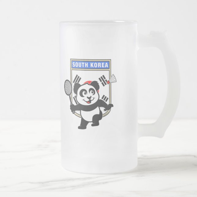 Badminton Südkorea Panda Mattglas Bierglas (Rechts)