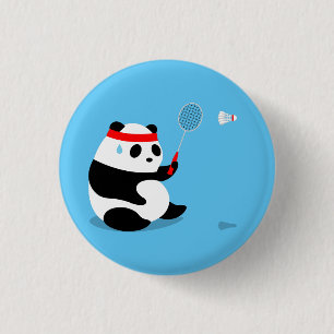 Badminton Sweaty Panda Button / Button / Abzeichen